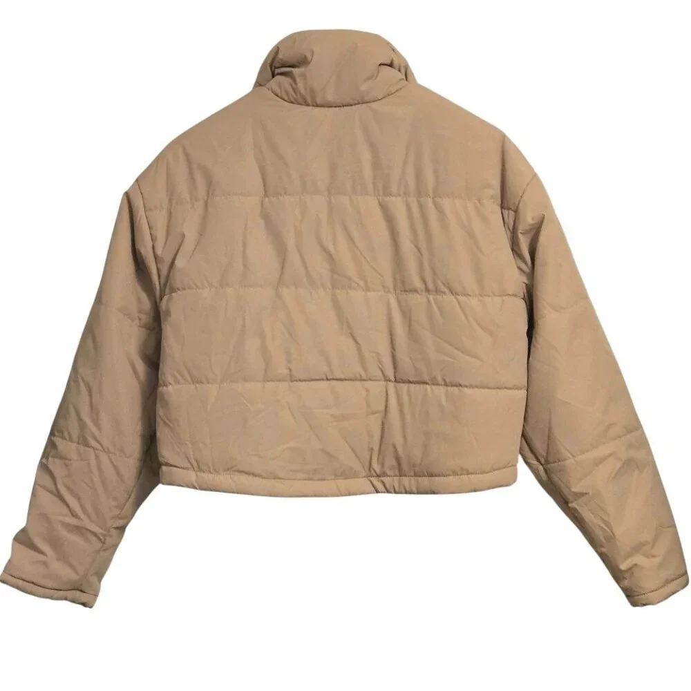 THE FIFTH LABEL Tan Cropped Puffer Jacket Women’s XS Beige Quilted Coat Zip Up - Picture 5 of 8